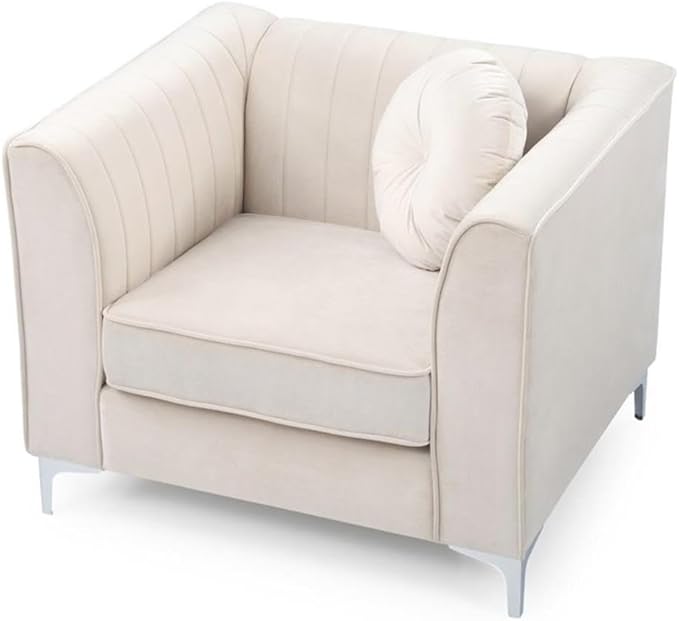 Glory Furniture Delray Velvet Chair in Ivory