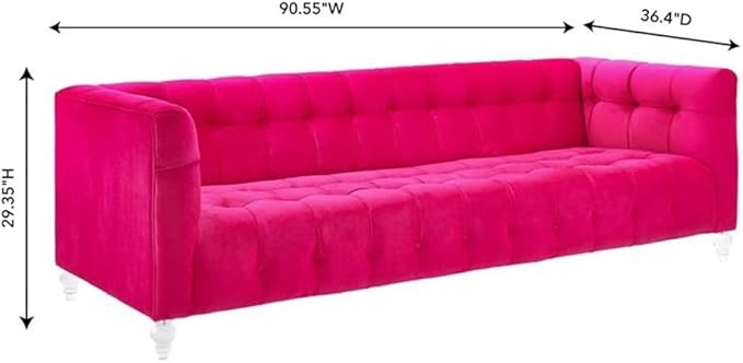 Bea Hot Pink Velvet Sofa | Tufted Design