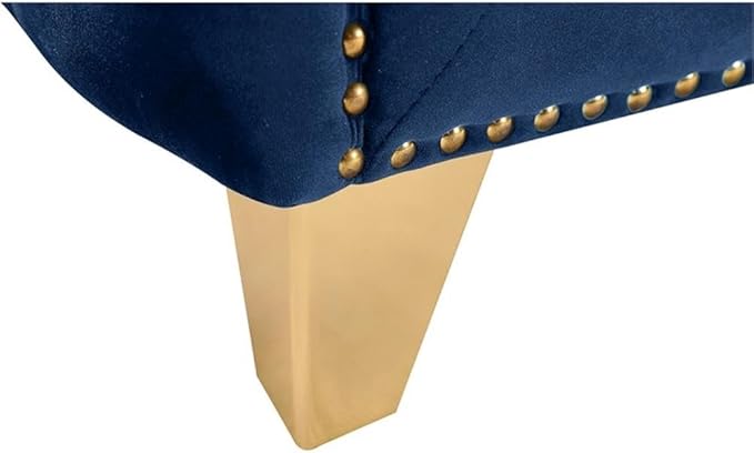 Meridian Furniture 652Navy-L Michelle Collection Modern | Contemporary Loveseat with Deep Button Tufting, Gold Nailhead Trim and Sturdy Gold Iron Legs, Navy Velvet, 66" W x 34" D x 30" H