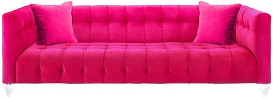 Bea Hot Pink Velvet Sofa | Tufted Design