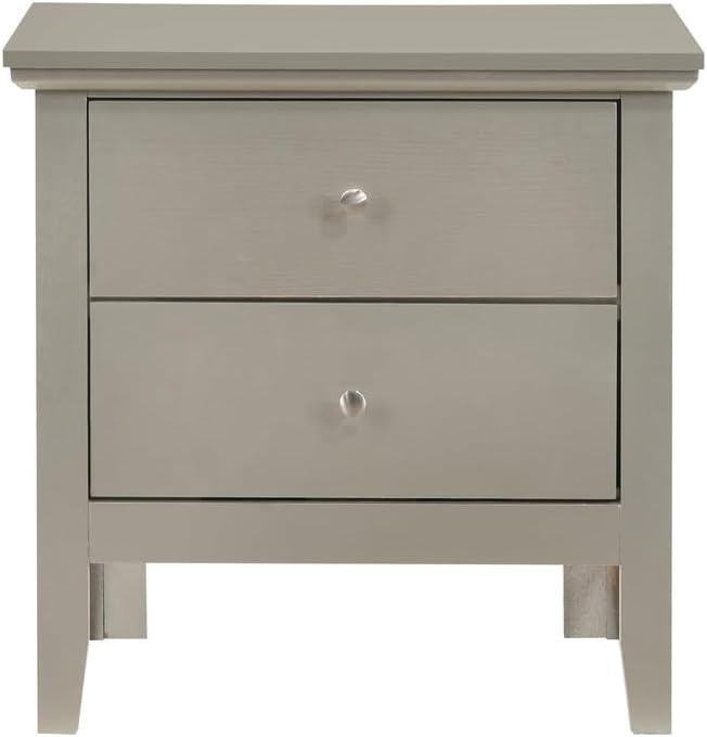 HomeStock Old World Charm Nightstand - Dovetailed Drawers for Bedroom Storage, Stylish Nickel Hardware, Painted Nightstand, Floor Mountable Silver Champagne/2 Drawer - Image 3