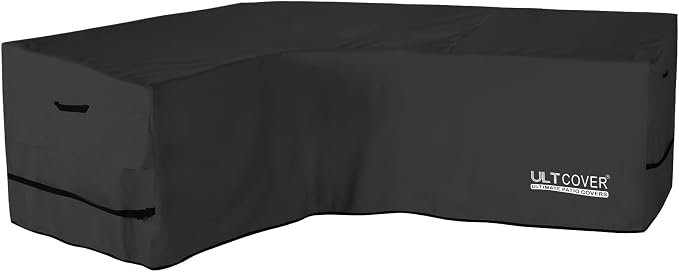 ULTCOVER Patio L-Shaped Left Facing Sofa Cover Waterproof for 4-Seater Outdoor Sectional Furniture Couch 58”W (Left Side) x 85”W (Back Length), Black by ULTCOVER