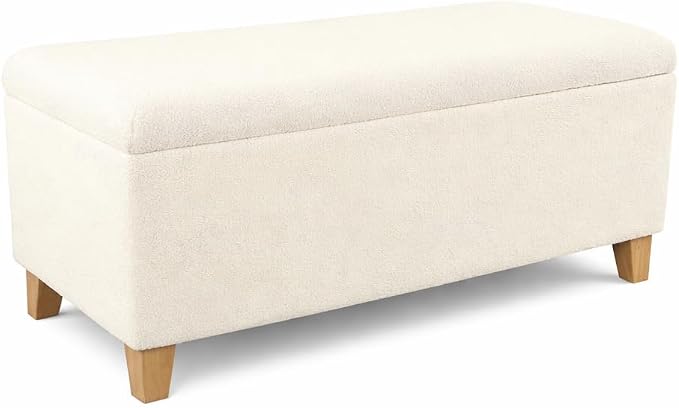 HomePop Storage Bench, Pearl Cream, Rectangle by HomePop