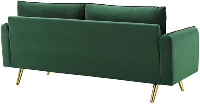 Modway Revive Modern Performance Velvet & Metal Sofa in Emerald Green/Gold