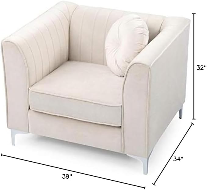 Glory Furniture Delray Velvet Chair in Ivory