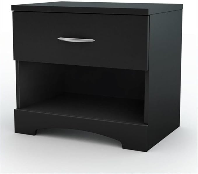 Home Square 3 Piece Modern Bedroom Furniture Set - 6 Drawer Black Dresser for Bedroom / 6 Tall Black Chest of Drawers for Bedroom/Black Nightstand with Drawer and Shelf