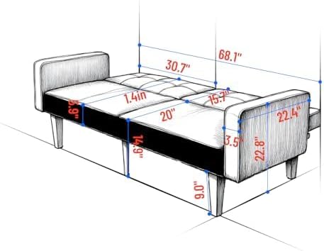 Modern PU Leather 3-Seat Couch, Adjustable Backrest Convertable Sofa, Sleek Minimalist Fold Out Couch Loveseat with Armrests, Sofa for Living Room Home Office Spaces, White