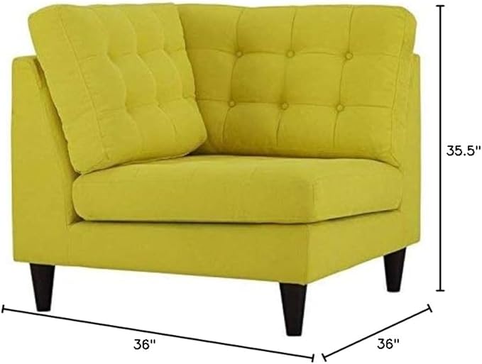 Modway Empress Mid-Century Modern Upholstered Fabric Corner Sofa In Sunny