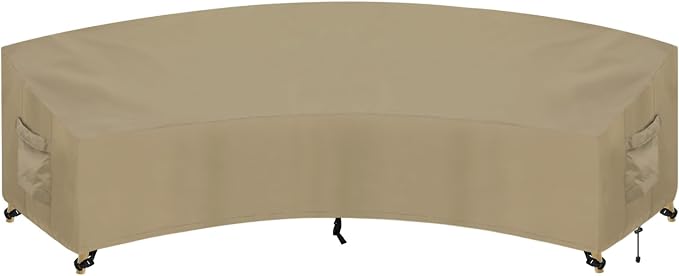 PureFit Outdoor Sectional Sofa Cover Waterproof Curved Patio Furniture Covers for Deck, Lawn and Backyard, 120Lx36Dx38Hx82FL, Camel by PureFit