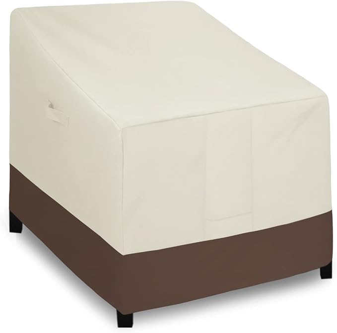 Easy-Going Outdoor Chair Cover Waterproof, Heavy Duty Patio Chair Cover, Windproof Outdoor Furniture Cover with Air Vent (1 Pack-33.5Wx31.5Dx36H inch, Beige/Brown) by Easy-Going