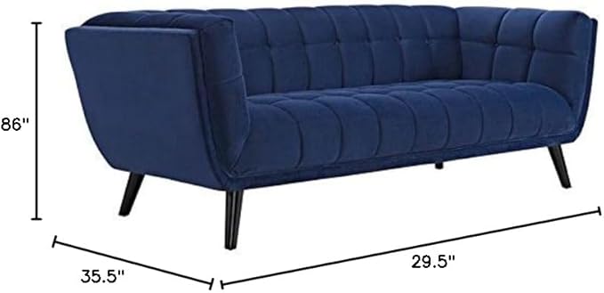 Modway Bestow Mid-Century Performance Velvet Upholstered Tufted Sofa In Navy