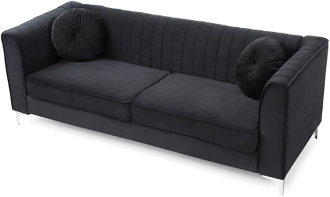 Glory Furniture Delray Velvet Sofa in Black