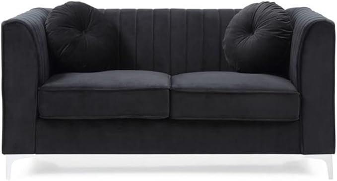 Glory Furniture Delray Velvet Loveseat in Black