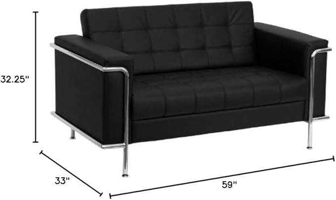 Flash Furniture HERCULES Lesley Series Contemporary Black LeatherSoft Loveseat with Encasing Frame