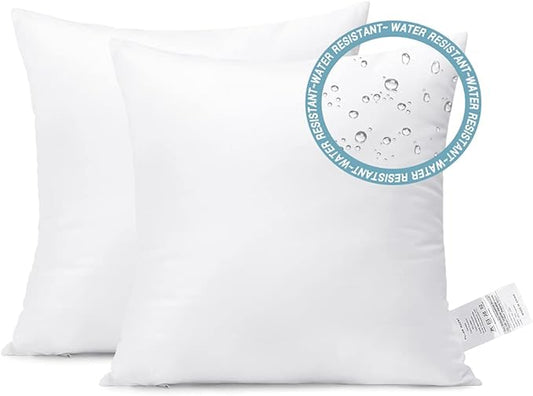 Artscope Outdoor Waterproof Throw Pillows Inserts Set of 2, Premium Fluffy Decorative Square Form Cushion Stuffer Inner Soft for Patio Furniture Garden Bench Tent Couch Balcony, 18x18 Inch