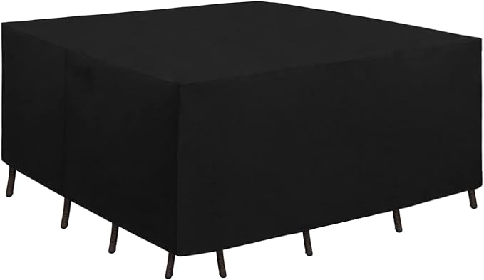 Easy-Going 600D Heavy Duty Patio Furniture Cover, Outdoor Square Table and Chair Set Cover, Waterproof Outdoor Sectional Set Cover (76"L x 76"W x 28"H, Black) by Easy-Going