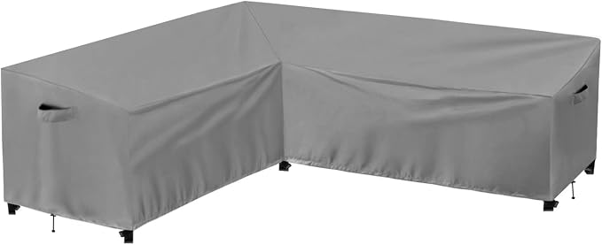 PureFit Outdoor Sectional Sofa Cover Waterproof L Shaped Patio Furniture Covers for Deck, Lawn and Backyard, 83”x104” Left Facing, Gray by PureFit