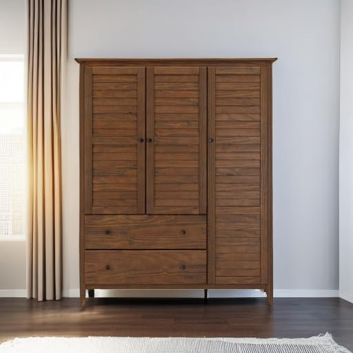 Grain Wood Furniture Greenport 3-Door Wardrobe, Brushed Walnut