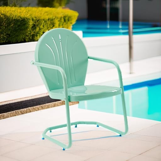 Crosley Furniture Griffith Outdoor Chair, Retro Metal Patio Chairs for Dining, Porch, Deck, Balcony, Aqua - Image 2