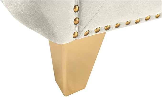 Meridian Furniture 652Cream-L Michelle Collection Modern | Contemporary Loveseat with Deep Button Tufting, Gold Nailhead Trim and Sturdy Gold Iron Legs, Cream Velvet, 66" W x 34" D x 30" H