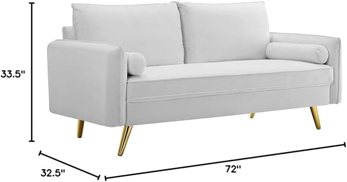 Modway Revive Performance Velvet Sofa, White , 32.5 x 72 x 33.5