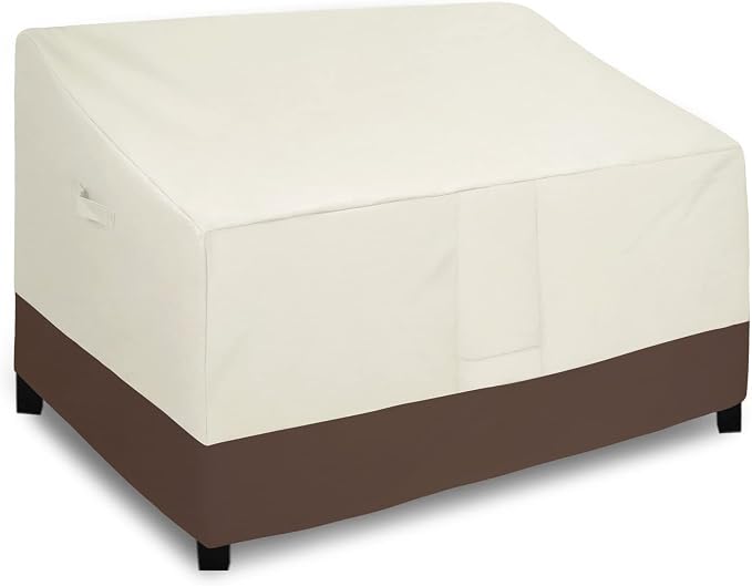 Easy-Going Waterproof Outdoor Couch Cover, Heavy Duty 3-Seater Patio Sofa Cover, Winchdproof Outdoor Furniture Cover with Air Vent (80Wx37Dx33H inch, Beige/Dark Brown) by Easy-Going
