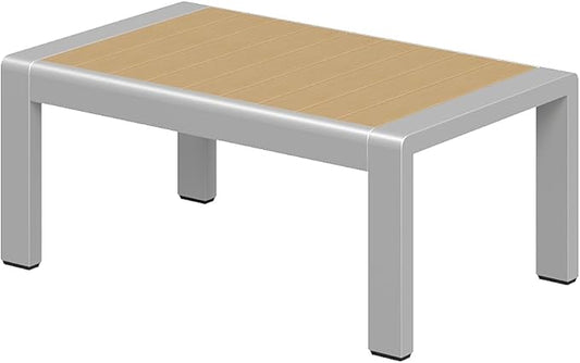 Aoxun Aluminum Outdoor Patio Furniture Set, Coffee Table ×1, Silver & Light Grey