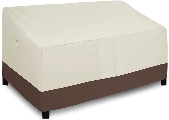 Easy-Going Waterproof Outdoor Couch Cover, Heavy Duty 3-Seater Patio Sofa Cover, Winchdproof Outdoor Furniture Cover with Air Vent (88Wx40Dx33H inch, Beige/Dark Brown) by Easy-Going
