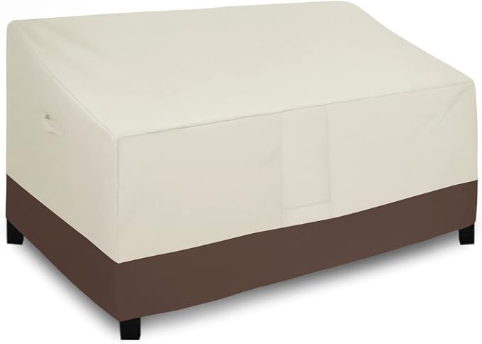Easy-Going Heavy Duty Outdoor Couch Cover, Waterproof Weatherproof Patio 3-Seater Patio Sofa Bench Furniture Cover (70Wx38Dx35H inch, Beige/Dark Brown) by Easy-Going