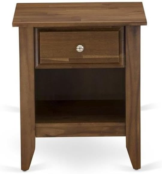 East West Furniture KD16K-2GA08 3 Piece King Bed Set - 1 King Bed Brown Linen Fabric Padded and Button Tufted Headboard with 2 Night Stands for Bedroom - Antique Walnut Finish Nightstand