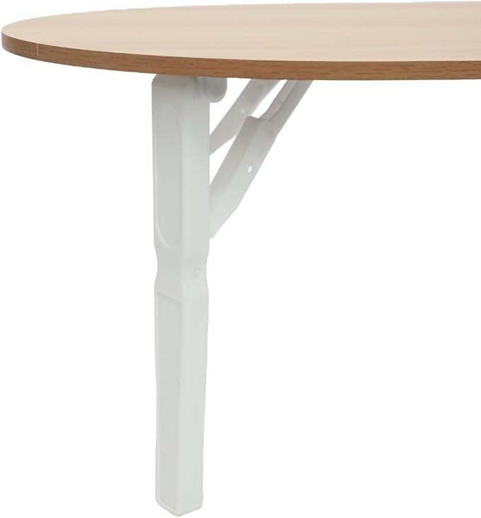 Folding Coffee Table, Small Collapsible Coffee Table, Portable Low Floor Tables with 4 Foldable Legs, Foldable Round Center Tables Living Room, Home, Office, No Assembly 31.5 x 18.9 x 14.2 in (Wood)