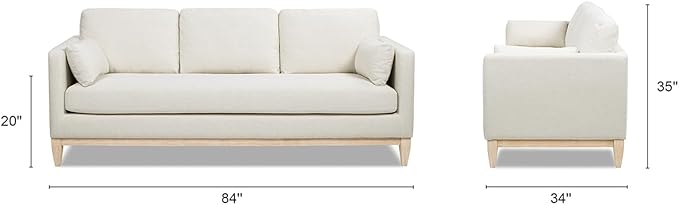 Jennifer Taylor Home Knox 84" Modern Farmhouse Sofa, Flax White Linen