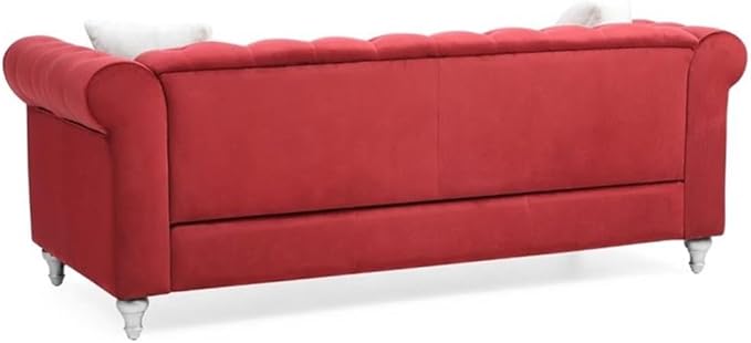 Glory Furniture Raisa Velvet Sofa in Burgundy