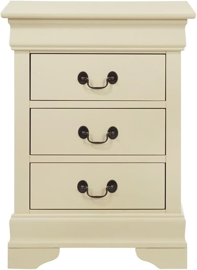 MAKLAINE Contemporary 3 Drawer Nightstand, Wood Veneers, Beige Finish, 29 in H x 21 in W x 16 in D, Fully Assembled, Dovetailed Drawers, Durable Bedroom Storage Furniture - Image 3