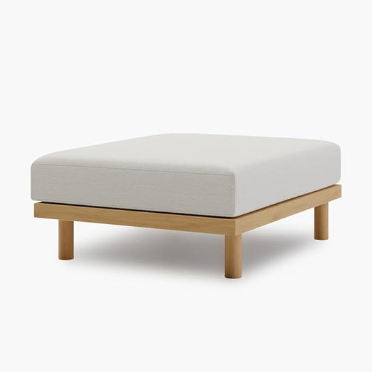 Acanva Minimalist Modular Sectional Sofa for Living Room, Wide & Deep Seat Convertible Furniture Set with Metal Frame and Movable Covers, Ottoman, Off White