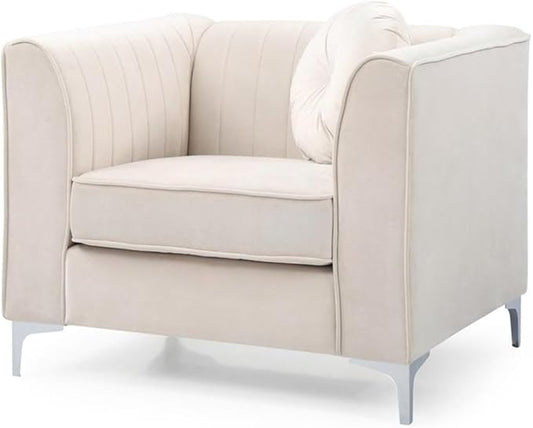 Glory Furniture Delray Velvet Chair in Ivory
