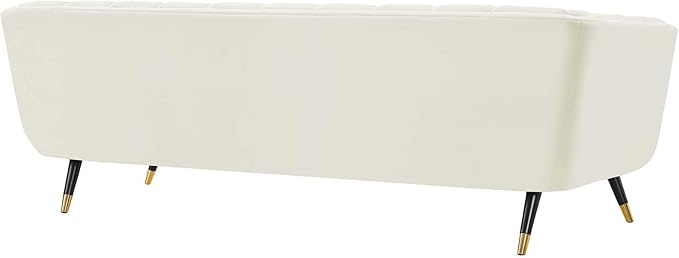 Modway Adept Contemporary Mid-Century Modern Performance Velvet Upholstered Tufted Sofa in Ivory