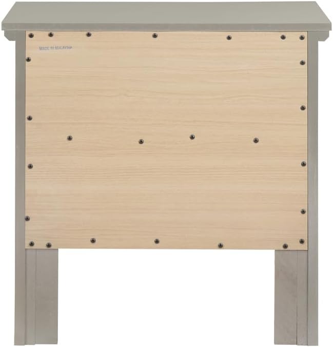 HomeStock Old World Charm Nightstand - Dovetailed Drawers for Bedroom Storage, Stylish Nickel Hardware, Painted Nightstand, Floor Mountable Silver Champagne/2 Drawer - Image 5