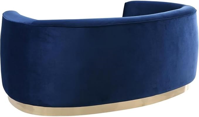 Meridian Furniture Julian Collection Modern | Contemporary Velvet Upholstered Loveseat with Stainless Steel Base in Rich Gold Finish, Navy, 70"L x 34"D x 28"H
