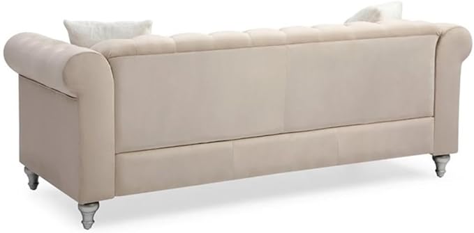 Glory Furniture Raisa Velvet Sofa in Beige