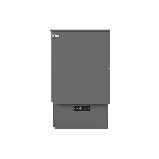 AFI, Chelsea Mid-Century Modern Queen Solid Wood Murphy Bed Chest with 6" Mattress, Storage Drawer & Built-in USB Charger, Grey