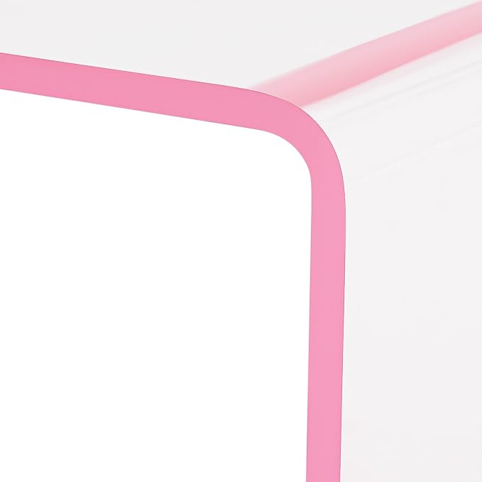 Acrylic Wall-Mounted Nightstand Floating Wall Nightstand Bedside Table Floating Side Table Wall Mounted Clear Shelf for Bedroom Bathroom (Pink) - Image 6