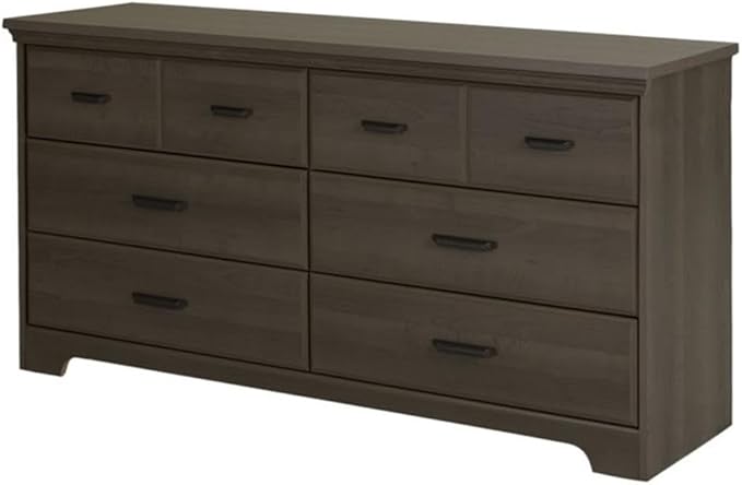 Home Square 2 Piece Set with 6 Drawer Dresser and 2 Nightstands in Gray Maple