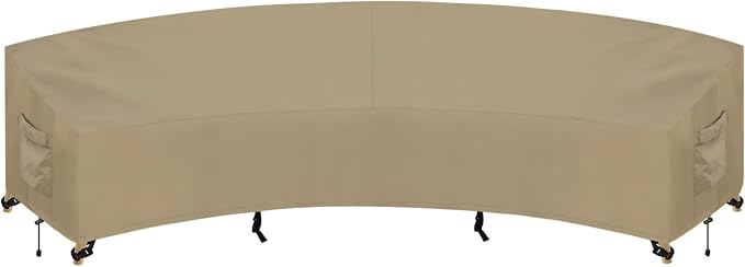 PureFit Outdoor Sectional Sofa Cover Waterproof Curved Patio Furniture Covers for Deck, Lawn and Backyard, 150Lx36Dx38Hx112FL, Camel by PureFit