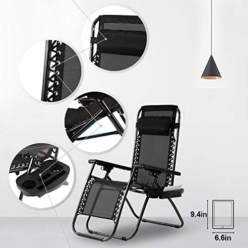 FDW Zero Gravity Lawn Lounge Chairs Set of 2 with Pillow and Cup Holder - Adjustable Reclining Folding Outdoor Chairs for Deck, Beach, Yard - Image 7