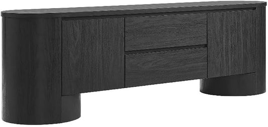 Modway Duval 71 Inch Oval TV Stand in Black – Low Profile Mid Century Modern Media Cabinet - Living Room Entertainment Center with Storage by Modway