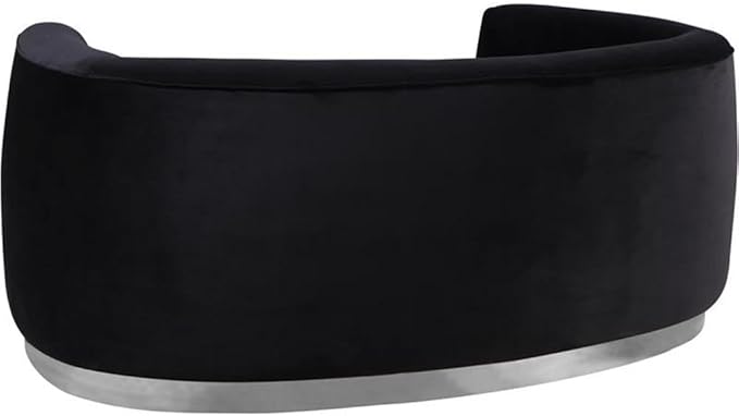 Meridian Furniture Julian Collection Modern | Contemporary Velvet Upholstered Loveseat with Stainless Steel Base in Polished Chrome Finish, Black, 70" W x 34" D x 28" H