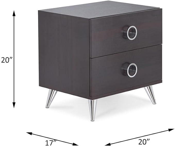 Acme Elms Wooden 2-Drawer Nightstand with Ring Pull Handles in Espresso - Image 8