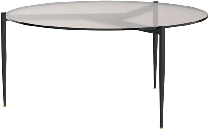 Round Tempered Glass Table 31.5 inch Large Circle Top Metal Frame Brown