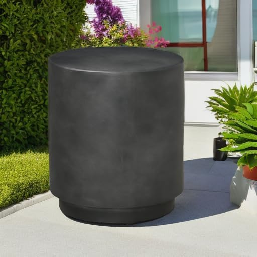 HOMCOM Round Side Table, Lightweight Accent Table with Concrete Finish, End Table with 4 Adjustable Feet for Indoor, Outdoor, Dark Gray - Image 6